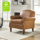 Gianfranco Vegan Leather Armchair with Sturdy Wooden Legs