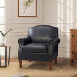 Gianfranco Vegan Leather Armchair with Sturdy Wooden Legs