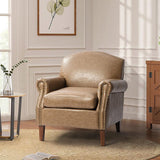 Gianfranco Vegan Leather Armchair with Sturdy Wooden Legs