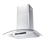 CIARRA 30 inch Glass Wall Mount Range Hood with Delay Shut off 3-speed Extraction CAS75502-OW