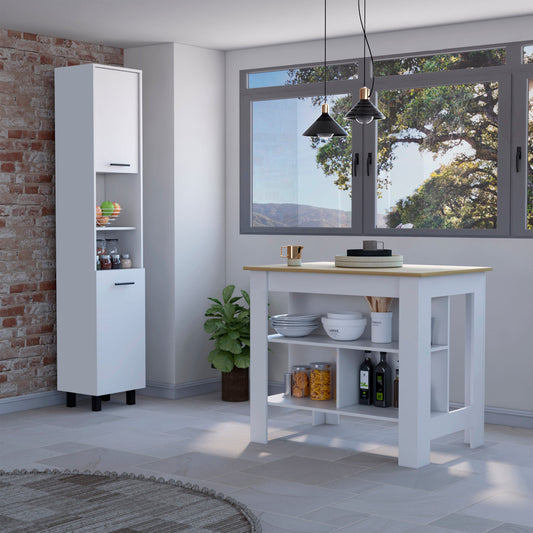 TUHOME Houston 2-Piece Kitchen Set with Cabinets, Counter and Storage Space, Modern Kitchen Furniture, 35.4"H x 40.5"W x 27.5"D, White/Light Oak