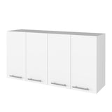 Malibu 2 Piece Kitchen Set, Kitchen Island  + Wall Cabinet, White / Light Oak Finish