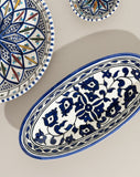 Ceramic Hand Painted Decorative Oval Plate | Floral Bleu Collection