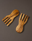 Natural Olive Wood Serving Forks - Pair