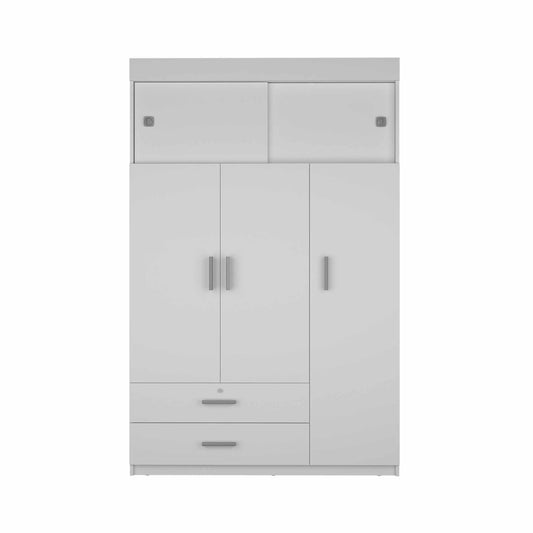 Chile Armoire, Rod, Three Door Cabinet, Two Drawers,Metal Hardware- White
