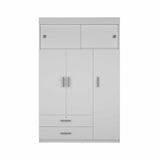 Chile Armoire, Rod, Three Door Cabinet, Two Drawers,Metal Hardware- White