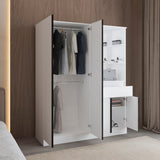 Kamelot Practical and Elegant Freestanding Armoire Wardrobe Double Door Design with Spacious Interior Featuring Hanging Rod and Interior Shelving for Comprehensive Bedroom Storage Solution