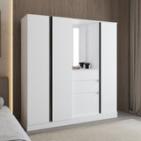 Kamelot Practical and Elegant Freestanding Armoire Wardrobe Double Door Design with Spacious Interior Featuring Hanging Rod and Interior Shelving for Comprehensive Bedroom Storage Solution