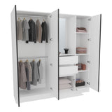 Kamelot Practical and Elegant Freestanding Armoire Wardrobe Double Door Design with Spacious Interior Featuring Hanging Rod and Interior Shelving for Comprehensive Bedroom Storage Solution