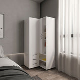 Toulouse Corner Armoire Wardrobe Console Smart Space-Saving Design Featuring Double Access Doors and Multiple Interior Shelves Perfect for Maximizing Storage and Organization in Any Room Corner