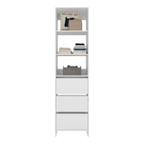 Eco Closet Free-Standing Wardrobe Tower with 3 Spacious Drawers, Open Shelves for Clothes, Bedroom Storage Organizer, Vertical Closet System for Small Spaces, Modern Space-Saving Clothing Cabinet