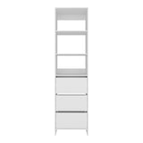 Eco Closet Free-Standing Wardrobe Tower with 3 Spacious Drawers, Open Shelves for Clothes, Bedroom Storage Organizer, Vertical Closet System for Small Spaces, Modern Space-Saving Clothing Cabinet