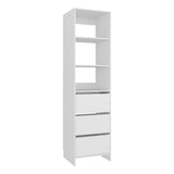 Eco Closet Free-Standing Wardrobe Tower with 3 Spacious Drawers, Open Shelves for Clothes, Bedroom Storage Organizer, Vertical Closet System for Small Spaces, Modern Space-Saving Clothing Cabinet