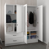 Bolton High-Capacity Bedroom Storage Armoire Freestanding Closet Console Elegant Modern Design Featuring Six Doors One Drawer Seven Interior Shelves and Hanging Rod for Complete Wardrobe Organization