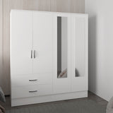 Bolton High-Capacity Bedroom Storage Armoire Freestanding Closet Console Elegant Modern Design Featuring Six Doors One Drawer Seven Interior Shelves and Hanging Rod for Complete Wardrobe Organization