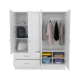 Bolton High-Capacity Bedroom Storage Armoire Freestanding Closet Console Elegant Modern Design Featuring Six Doors One Drawer Seven Interior Shelves and Hanging Rod for Complete Wardrobe Organization