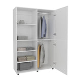 Eco Tall and Efficient Two-Door Freestanding Armoire Storage Solution Slim Vertical Design Perfect for Organizing Clothes Linens or Accessories in Tight Compact Bedroom Spaces