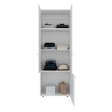 Home 3-Door Closet System with Five Interior Shelves and Hanging Rod, Freestanding Bedroom Storage Organizer, Clothes and Shoes Organizer for Utility or Laundry Rooms, Modern Wardrobe Furniture