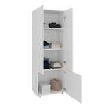 Home 3-Door Closet System with Five Interior Shelves and Hanging Rod, Freestanding Bedroom Storage Organizer, Clothes and Shoes Organizer for Utility or Laundry Rooms, Modern Wardrobe Furniture