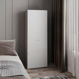 Home 3-Door Closet System with Five Interior Shelves and Hanging Rod, Freestanding Bedroom Storage Organizer, Clothes and Shoes Organizer for Utility or Laundry Rooms, Modern Wardrobe Furniture