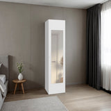 Home Linen Freestanding Tall Cabinet with Single Door with One Mirror and 4 Horizontal Storage Shelves, Cabinet for Bathroom, Bedroom or Laundry Room