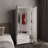 Vico 76" High Armoire Wardrove Closet with 2 Drawers, Double Door Cabinet , One Shelf and Hanging Rod, Bedroom Clothes Storage Cabinet Organizer
