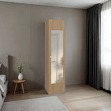 Home Linen Freestanding Tall Cabinet with Single Door with One Mirror and 4 Horizontal Storage Shelves, Cabinet for Bathroom, Bedroom or Laundry Room