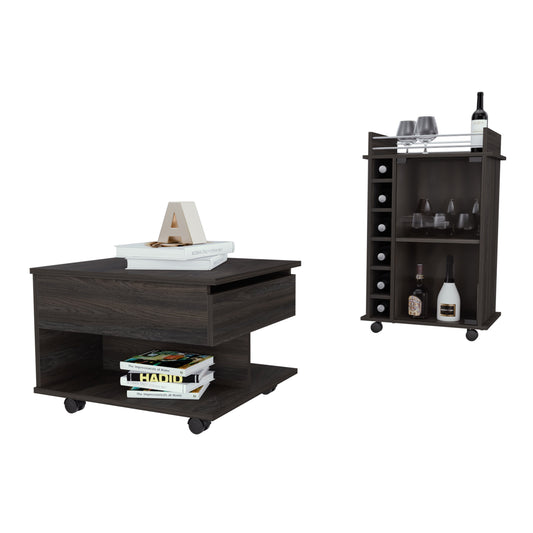 TUHOME Riverside 2 Piece Living Room Set, 35"H X 21.6"W X 16.3"D -Espresso