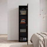 Home Linen Freestanding Tall Cabinet with Single Door and 4 Horizontal Storage Shelves, Cabinet for Bathroom, Bedroom or Laundry Room