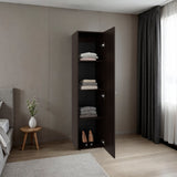 Home Linen Freestanding Tall Cabinet with Single Door with One Mirror and 4 Horizontal Storage Shelves, Cabinet for Bathroom, Bedroom or Laundry Room