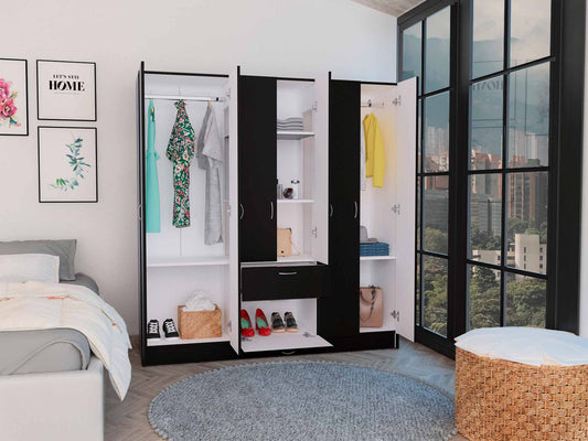 Mitu Six Doors Armoire, Seven Interior Shelves, One Drawer, Rod
