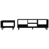 TUHOME Eclipse Living Room Duo Set with TV Stand and Coffee Table Featuring Steel Accents, Spacious Shelving, Open Storage and Modern Functional Design in Durable Engineered Wood for Contemporary Home Interiors