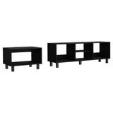 TUHOME Eclipse Living Room Duo Set with TV Stand and Coffee Table Featuring Steel Accents, Spacious Shelving, Open Storage and Modern Functional Design in Durable Engineered Wood for Contemporary Home Interiors