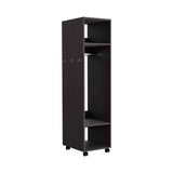 TUHOME Cluster 63-Inch Tall Open-Concept Wardrobe with Mirror, Three Storage Shelves, Hanging Rod, Casters and Side Hooks, Freestanding Clothes Organizer for Bedroom, Closet, Laundry Room or Multiroom Home Storage