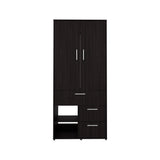 Alpine Modern Freestanding Armoire Wardrobe Console Double Door Design with Integrated Interior Shelves and Hanging Rod Providing Comprehensive Storage Solutions for Optimal Bedroom Organization