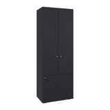 Home 3-Door Closet System with Five Interior Shelves and Hanging Rod, Freestanding Bedroom Storage Organizer, Clothes and Shoes Organizer for Utility or Laundry Rooms, Modern Wardrobe Furniture