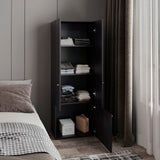 Home 3-Door Closet System with Five Interior Shelves and Hanging Rod, Freestanding Bedroom Storage Organizer, Clothes and Shoes Organizer for Utility or Laundry Rooms, Modern Wardrobe Furniture