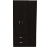 Tuhome Austral Three-Door Armoire with Double Door Hanging Cabinet, Full-Height Shelving Section, Two Spacious Storage Drawers, Modern Multi-Compartment Wardrobe for Organized Bedrooms and Versatile Home Storage