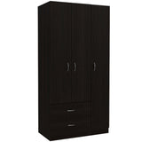 Tuhome Austral Three-Door Armoire with Double Door Hanging Cabinet, Full-Height Shelving Section, Two Spacious Storage Drawers, Modern Multi-Compartment Wardrobe for Organized Bedrooms and Versatile Home Storage