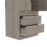Simone Armoire, Rod, Double Door, Two Drawers, Metal Handles