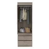 Simone Armoire, Rod, Double Door, Two Drawers, Metal Handles