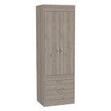 Simone Armoire, Rod, Double Door, Two Drawers, Metal Handles