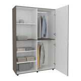 Eco Tall and Efficient Two-Door Freestanding Armoire Storage Solution Slim Vertical Design Perfect for Organizing Clothes Linens or Accessories in Tight Compact Bedroom Spaces