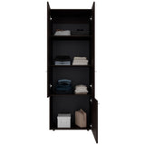 Home 3-Door Closet System with Five Interior Shelves and Hanging Rod, Freestanding Bedroom Storage Organizer, Clothes and Shoes Organizer for Utility or Laundry Rooms, Modern Wardrobe Furniture