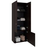 Home 3-Door Closet System with Five Interior Shelves and Hanging Rod, Freestanding Bedroom Storage Organizer, Clothes and Shoes Organizer for Utility or Laundry Rooms, Modern Wardrobe Furniture