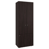 Home 3-Door Closet System with Five Interior Shelves and Hanging Rod, Freestanding Bedroom Storage Organizer, Clothes and Shoes Organizer for Utility or Laundry Rooms, Modern Wardrobe Furniture