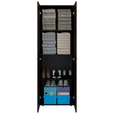 Home 2 Door Closet System, Four Fixed Shelves, Compact Wardrobe for Bedroom Organization, Laundry Room Organization, Utility Room Organization, Freestanding Storage Furniture