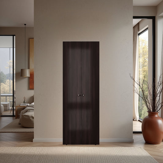 Home 2-Door Closet System Armoire with Hanging Rod and Storage Shelf, Modern Bedroom Organization Storage, Space-Saving Wardrobe for Jackets, Dresses, and Folded Garments in Contemporary Bedrooms