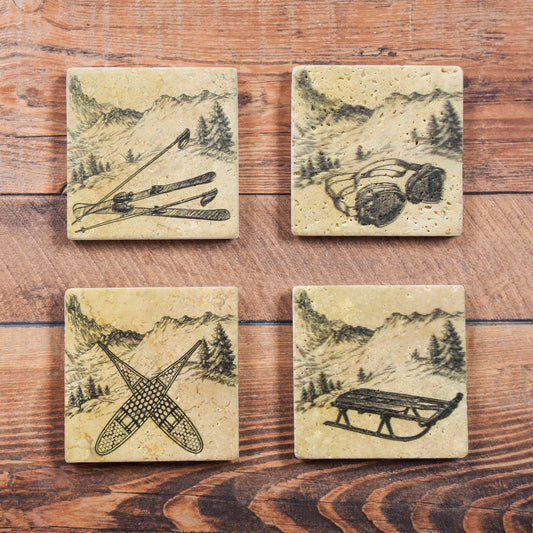 Vintage Ski Coaster, Set of 4, 4 MOQ