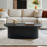 Oval Modern Wood Coffee Center Table with Hidden Storage